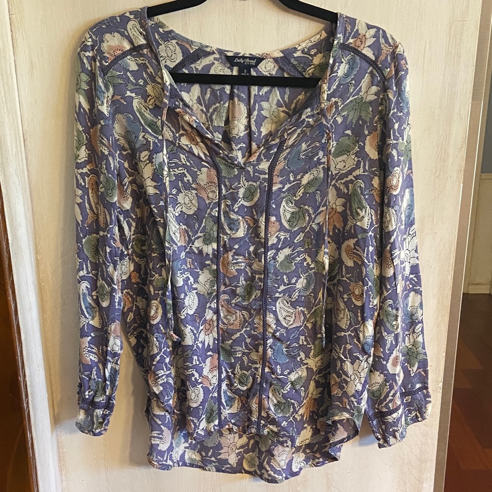 Lucky Brand Floral Peasant Blouse Small